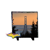 A stunning winter sunset sky of the Mackinaw Bridge