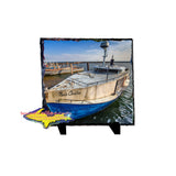 Photo slate of fishing boat at Whitefish Bay Marina, Michigan