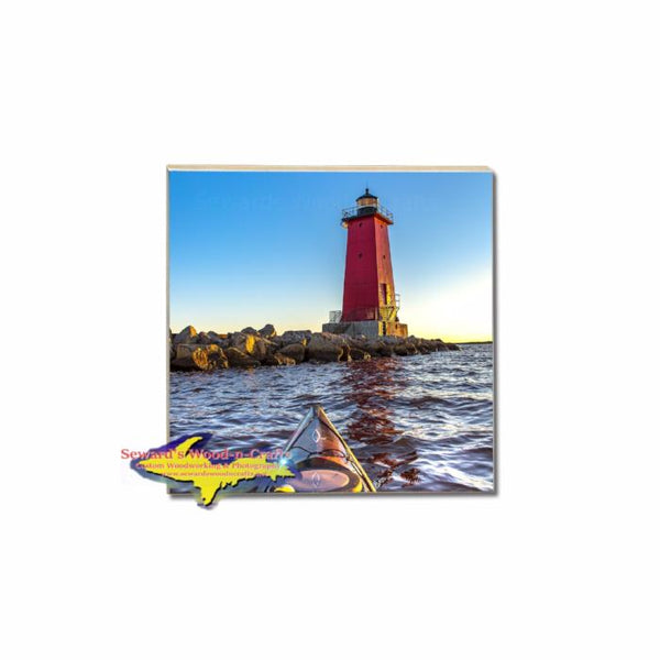 Kayaking Manistique Lighthouse Photo On Michigan Made Unique Coasters