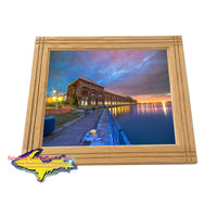 Handmade wood frame with a Michigan photo of Sault Ste. Marie