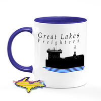 Great Lakes Freighters Mugs Beautiful Freighter Silhouette Coffee Cup