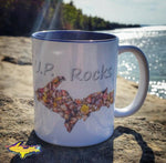 Michigan Made Upper Peninsula 11oz Mug. U.P. Rocks Coffee Cup! Yooper gifts collectibles kitchenware. 