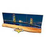 Michigan Made Drink Coasters panoramic view of the Mackinac Bridge with fireworks