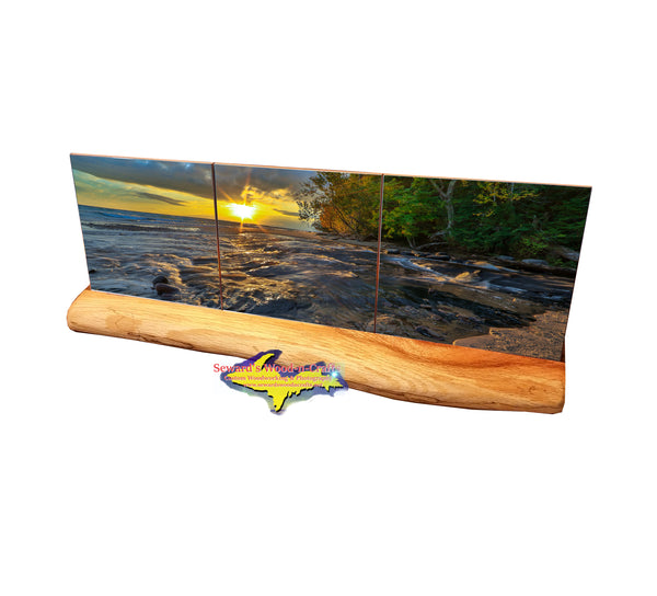 3pc Panoramic Set ~Pictured Rocks Hurricane River -2415 Coasters & Trivets Michigan Art