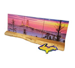  Michigan Made Drink Coasters A panoramic view of the Mackinac Bridge on three ceramic drink coasters