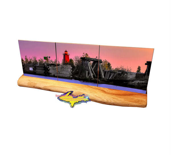 3pc Panoramic Set ~Lighthouse Manistique -2276   Michigan Coasters