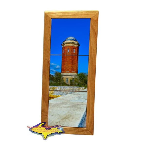 Manistique Historical Water Tower Michigan Made Framed Art Tiles Home Office Decor