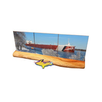 Great Lakes Freighter Edwin Gott Coaster Tile Set On A Wood Base