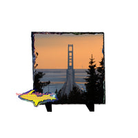A stunning winter sunset sky of the Mackinaw Bridge