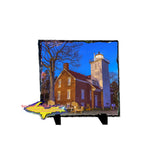 Lighthouses of Michigan on stone slate rustic decor
