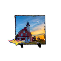 Rustic decor for home or cabin Michigan lighthouse photo tiles