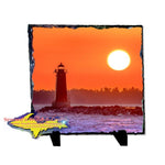 Manistique East Breakwater Lighthouse Sunset Photo Slate Michigan Made Upper Peninsula Art Gifts