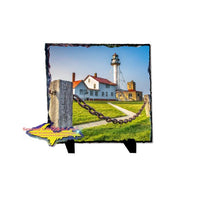 Rustic Tile Slate with a Michigan photo of Whitefish Point Lighthouse