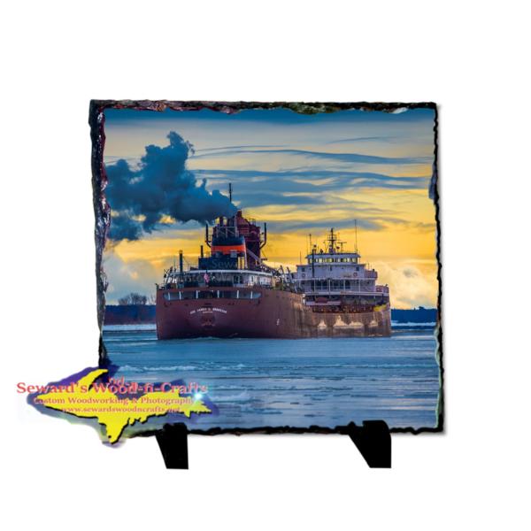 Interlake Steam Company Freighter James Oberstar Photo Rustic Slate Gifts For Boat Fans