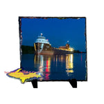 Rustic Photo Slate Great Lakes Freighter Kaye E. Barker Maritime Gifts For Boat Fans