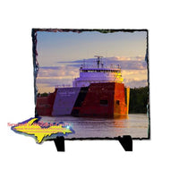 Great Lakes Freighter Roger Blough Rustic Photo Slate Best Gifts For Boatnerds