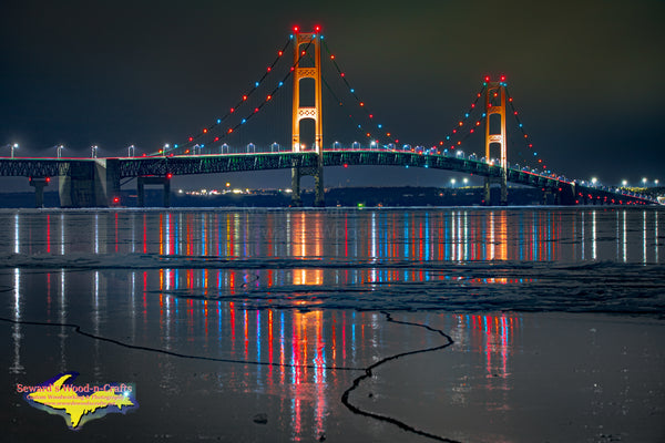 Michigan Photos Icy Reflections Mackinac Bridge. Photos, canvas, metal, & little photo gifts