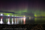 Northern Lights Over Mackinac Bridge & The Great Lakes Freighter Mesabi Miner