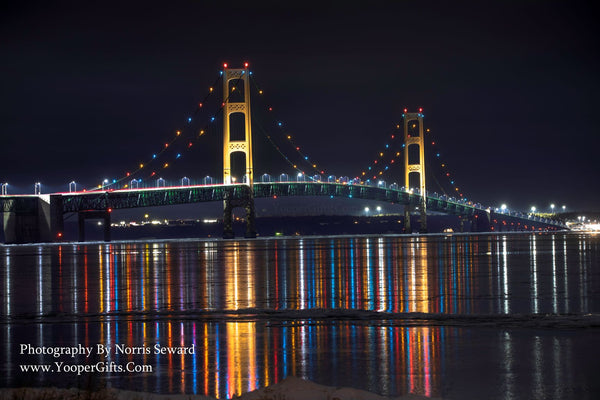 Michigan Landscape Photography Winter Reflections Mackinac Bridge