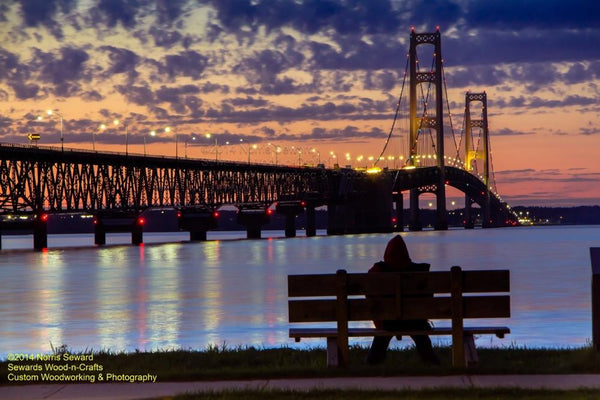 Mackinac Bridge Sunset Photo Michigan Stock Photography