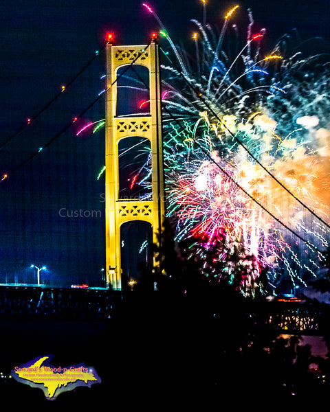 Firework Over Mackinac Bridge Photo Michigan Photography At Great Prices