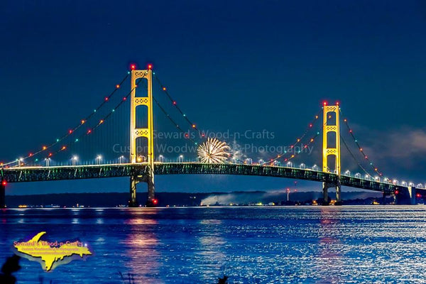 Michigan Landscape Photography Mackinac Bridge Fireworks Photo Image