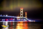 Michigan Landscape Photography Northern Lights Over Mackinac Bridge Photo For Office Decor