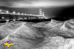 Michigan Black & White Photography Mackinac Bridge Winter Ice Black & White Michigan photos