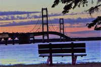Mackinac Bridge Sunset Bench Image Stock Photos For Sale