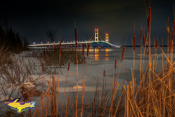 Michigan Photography Mackinac Bridge Winter Reflections.