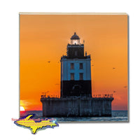 Michigan Coaster of Poe Reef Lighthouse Cheboygan, Michigan perfect for Great Lakes Lighthouse Gifts