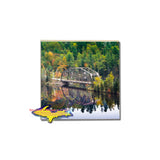 Fall colors over a Iron Bridge in Marquette, Michigan