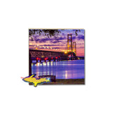 Capturing a setting sun over the Straits Of Mackinac brings this beautiful tile coaster to life