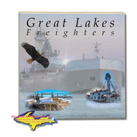 Great Lakes Freighters Drink Coasters & Trivets Tug Victory & Barge Maumee Photo Tiles Perfect gifts for boat nerds