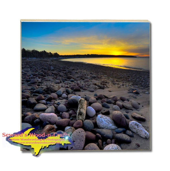 Michigan Drink Coasters Sunset Mclain State Park Michigan's Upper Peninsula Gifts & Collectibles