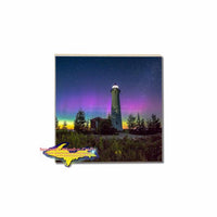 Crisp Point Lighthouse Northern Lights Single Coaster For Build Your Own Michigan Coaster Set