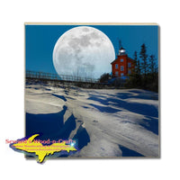 Michigan Drink Coasters Super Snow Moon Marquette Michigan Yooper Gifts