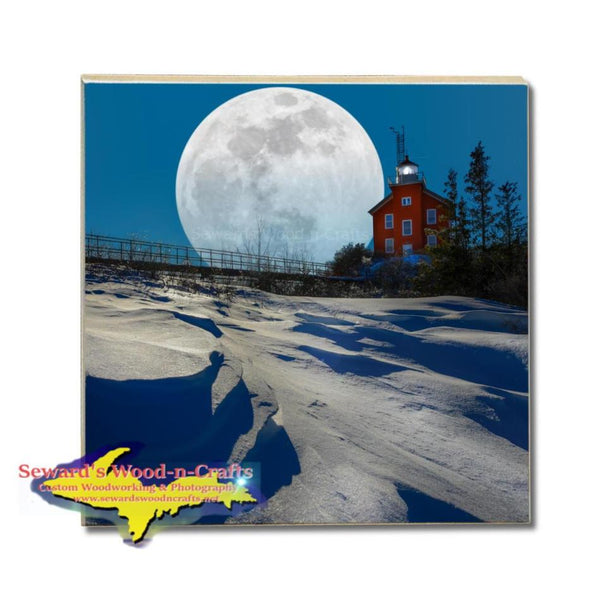 Michigan Drink Coasters Super Snow Moon Marquette Michigan Yooper Gifts