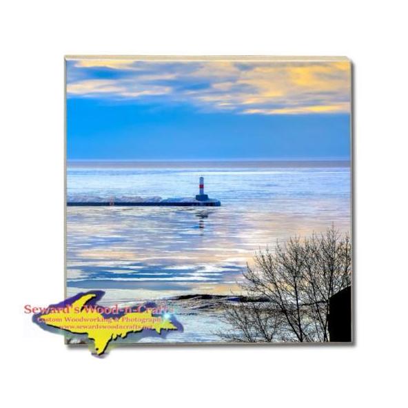 Lighthouse Petoskey Pierhead Drink Coaster Michigan Made Gifts & Collectibles