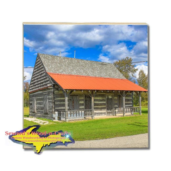 Michigan Drink Coasters Manistique Historical Log Cabin Michigan's Upper Peninsula Gifts And Collectibles