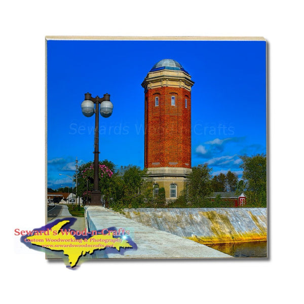 Michigan Made Drink Coasters Manistique Historical Water Tower Upper Peninsula Gifts & Collectibles