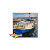 Photo of a Whitefish Bay fishing boat on a Michigan coaster