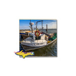 Photo coaster of a fishing boat at Whitefish Point Marina
