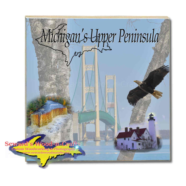 Michigan Made Drink Coasters Michigan's Upper Peninsula Mackinac Bridge
