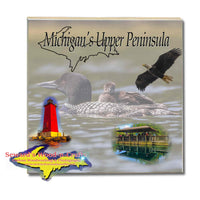 Michigan Made Drink Coasters & Trivets Michigan's Upper Peninsula Loon And Baby Loon