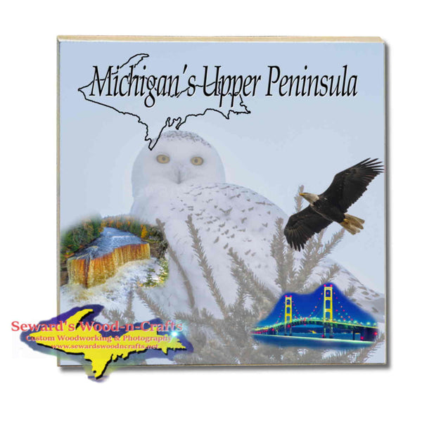 Michigan Made Coasters & Trivets  Michigan's Upper Peninsula Snowy Owl