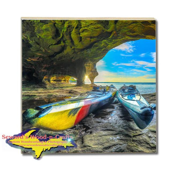 Michigan Made Drink Coasters Kayaking Caves Of Paradise Best Pictured Rocks Gifts, & Collectibles!