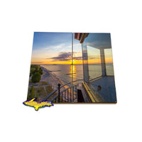 Artwork that is fun to use Crisp Point Lighthouse coaster puzzle