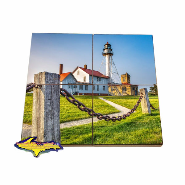 Michigan Coasters Puzzle Set of Lighthouse Whitefish Point Unique Yooper gifts or collectables 