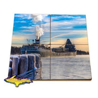 Great Lakes Freighter Saginaw Coaster Puzzle Lower Lakes Towing Gifts For Boat Fans